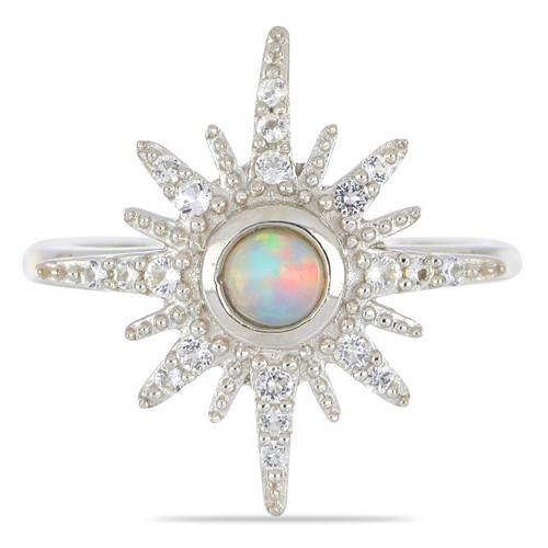 BUY ETHIOPIAN OPAL GEMSTONE CLASSIC RING IN STERLING SILVER